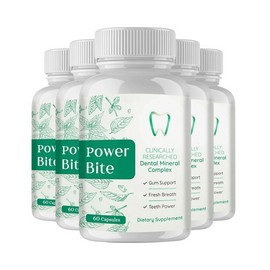 PowerBite 5-Pack Power Bite Oral Pills - Dietary Supplement For Teeth & Gums -300 Capsules