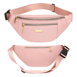 BSITSSS Pink Bum Bag, Large Bumbag for Women Men, Three Zipper Bum Bags, Fashion Adjustable Belt Fanny Pack, Cross Body Bumbags, Festival Travel Waist Bag for Outdoors,Running,Walking Hiking