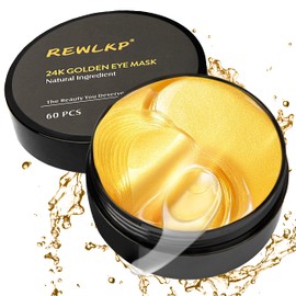 REWLKP 24k Gold Under Eye Patches - 60 Pcs Eye Mask Pure Gold Anti-Aging Collagen Under Eye Mask for Removing Dark Circles