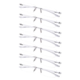 Gr8Sight 7-Pack Rimless Reading Glasses with Small Lenes (BlueArm,+1.75)