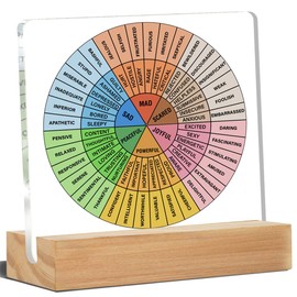 Mental Health Desk Decor, Emotions Desk Signs Wheel of Feelings Acrylic Plaque Sign Therapy Office Home Classroom Decoration 4 x 4 Inches