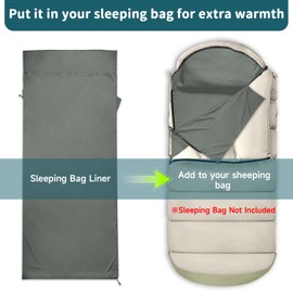 14oz Sleeping Bag Liner Ultralight,Adult Sleep Sack & Travel Sheets with 2 Way Zipper Expose Feet Separately,Single Camping Sheet for Backpacking,Hotel (Gray)