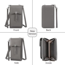 Pearl Angeli Genuine Leather Crossbody Cellphone Bag for Women RFID Blocking Small Phone Wallet Purse with Shoulder Strap