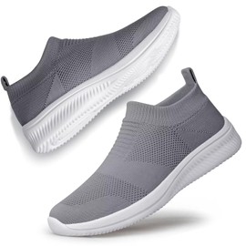 vibdiv Lightweight Womens Shoes Sock Sneakers Barefoot Slip on Flat Breathable Comfortable Walking Jogging Work Gary 6 Dark Gray White