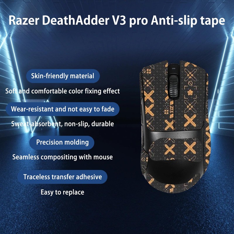 NOUKAJU Mouse Grip Tape Full Coverage for Razer DeathAdder V3
