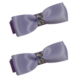 Mini Satin Hair Bow Set for Toddlers and Girls By Funny Girl Designs (Lavender)