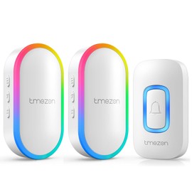 TMEZON Wireless Doorbell, Easy installation, Waterproof, Adjustable Volume, 58 Chimes, Colorful LED, 1000Ft Range, M520+F55, Black