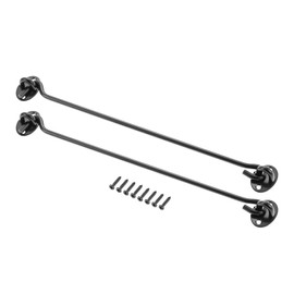 Mgoodoo 12 Inch-300mm Cabin Hook and Eye Latch Lock Shed Gate Door Catch Silent Holder Stainless Steel Black 2Pcs