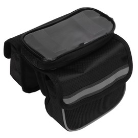 Dpofirs Bike Front Frame Bags, Phone Mount Bag Waterproof Phone Bag, Nylon Large Capacity Top Tube Bike Bag for Mountain Road Bike(black)