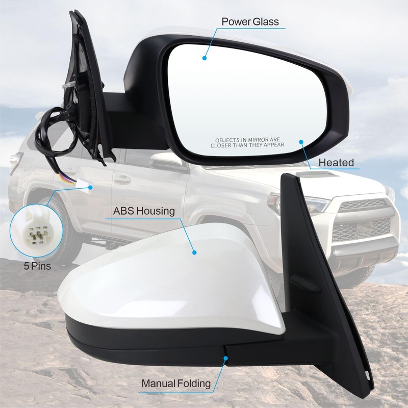 Lqito Right Passenger Side Mirror Compatible With 2014-2025 Toyota 4Runner