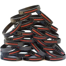 50 Vintage Flag Thin RED Line Wristbands