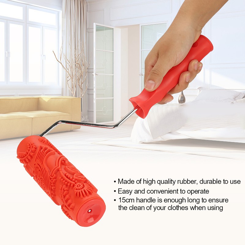7IN Rubber Embossing Texture Wall Printing Brush Relief Roller Tool