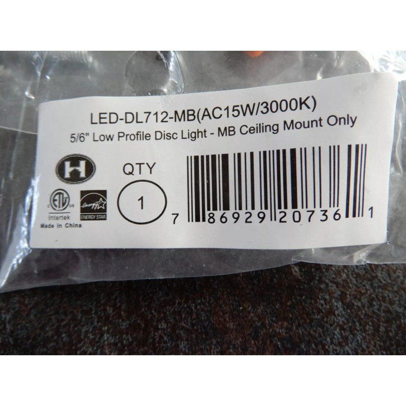 INTERTEK Lighting LED-DL712-MB (AC15W/3000K) Wet/Dry