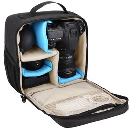 BAIGIO Camera Insert Bag Inner Case High-Capacity Shockproof and Water-resistant DSLR SLR Camera Inner Bag Foldable Protective Bag Inner Camera Organizer with Handle (Black 2)