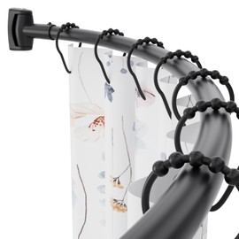 Adjustable 30-45 inches Curved Shower Curtain Rod, Premium Stainless Steel Rustproof Shower Rod for Bathroom, Need to Drill, Black