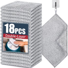 18 Pcs New Upgrade Steel Wire Dishcloth,Doub<wbr/>le-Layer Multipurpose Wire rag
