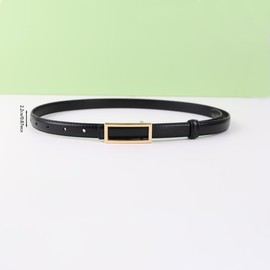 Huamanxi Womens Adjustable Leather Belt for Ladies Belts Retro Vintage Belt Women's Accessories Skinny Belt for Dresse Jeans Buckle Thin Waist Belt Waist Strap Waistband with Gold Buckle (black)