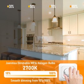 Jaenmsa MR16 Halogen Bulbs 50w 12V GU5.3, MR16 Halogen Light Bulbs 2 Pin, 12 Pack Dimmable Indoor Flood 50w Halogen MR16 Small Light Bulb for Landscape/Track Light Bulbs 2700K Warm White