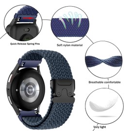 Issinlky 18 mm, 20 mm, 22 mm, nylon braided bracelet, quick release replacement elastic bracelet for women and men, 18 mm