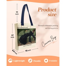 Miss Adola Heavy Canvas Tote Bag with Pocket - for Women Girls Aesthetic Large Canvas Tote Bag Inspired Gift Reusable Casual Bag for Work Shopping, Lying Woman