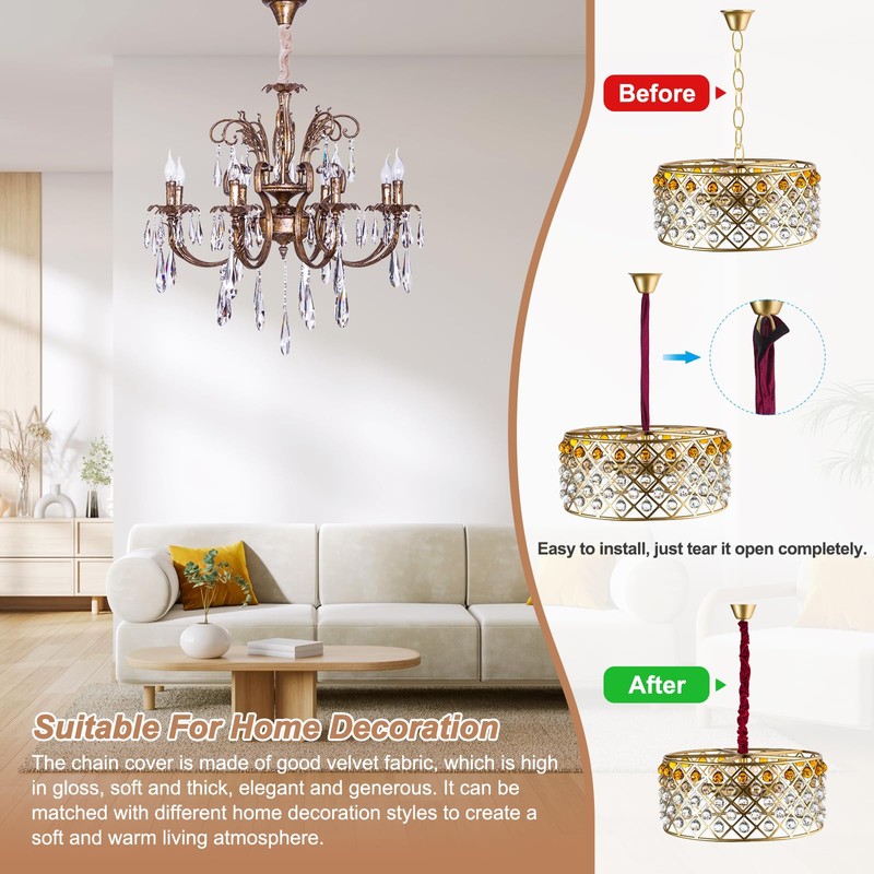 PATIKIL 5.9ft Chandelier Chain Cord Cover, Velvet Cloth Fabric Chain