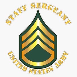 HOF Trading Army - Staff Sergeant - SSG Vinyl Sticker Waterproof Decal Laptop Wall Window Bumper Sticker 5"