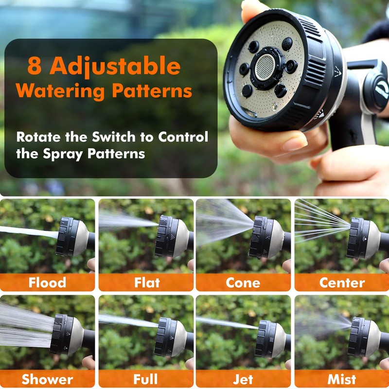 RESTMO Full Shower Hose Nozzle, Metal Spray Nozzle for Garden