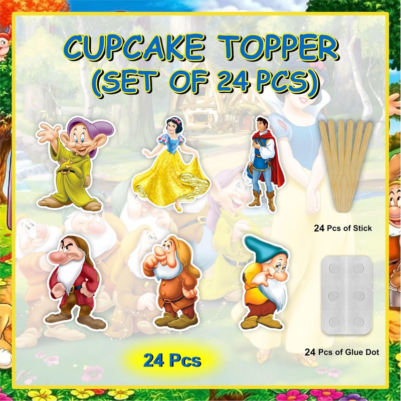 Snow Whte and the Sven Dwafs Cupcake Topper – Fairytale
