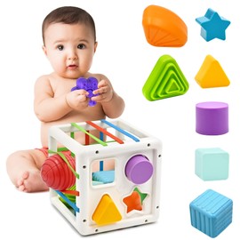 Montessori Toy from 1 2 Years, Shape Sorter Cube, Baby Toy for Fine Motor Skills and Early Learning, Sensory Toy Gifts for 1 2 3 Years Old Boys and Girls, Autism Toy