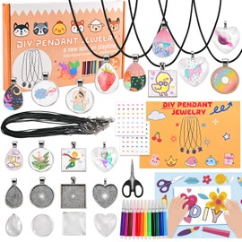 Tigvio Bastelset Ketten Selber Machen Set, basteln mädchen 6 7 8 9 10 jahre Schmuckset mit Anhänger Halsketten, basteln kinder ketten basteln als geschenke für 6-10 mädchen und Jungs