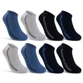 8 | 12 | 20 Pairs Men's Trainer Socks Cotton Breathable Multicoloured, 8 pairs, colour mix