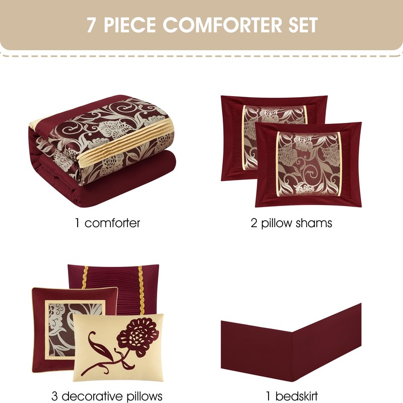 Grand Avenue Black and Red Comforter Set Queen Size, 7