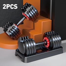 25/55lbs Pair Adjustable Dumbbells Set, Dumbbells with Anti-Slip Metal Handle for Exercise & Fitness Fast Adjust Weight for Full Body Workout Fitness
