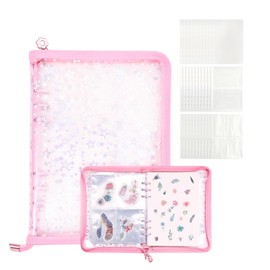 Sticker Notebook, Transparent Sleeves, 30 Sheets, Seal, Binder, Color File, Prikura, A5 Large Size, Girls, Can Be Applied and Removed, Various Uses, Sticker Notebook, Large Size (Pink)