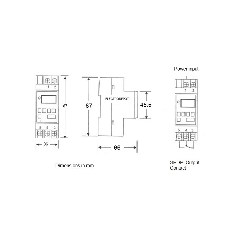 Electrodepot 220V Time Relay Switch Programmable 7 Day 24Hr timer