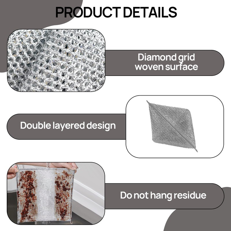 Girihe 10 PCS Double Sided Wire Dishwashing Rags, Multifunctional Non-Scratch