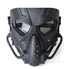 SHENKEL SHENKEL Anti-Fog Cross Included 2WAY Full Face Face Guard Compatible with FAST Helmet Black Lens (Gray) for Airsoft Paintball