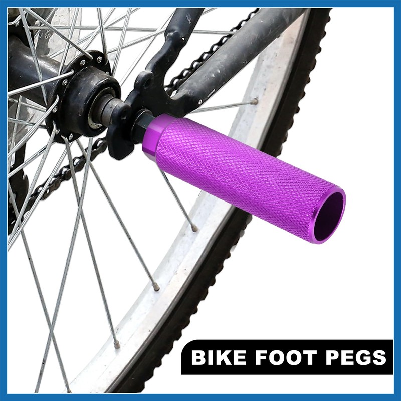 A ABSOPRO Pair Rear Foot Pegs Footrests Purple for Bicycle