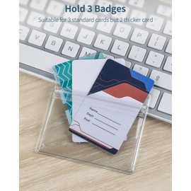 Uniclife ID Badge Holder Horizontal Clear Plastic Case with Resealable Zip Soft Waterproof Card Protector Pouch for Office School Credit Cards Proximity Key Cards Driver’s Licenses and Passes, 6 Pack