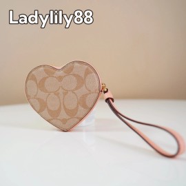 Coach NWT Coach CU405 Coach X Observed By Us Heart Coin Case In Signature Canvas $150