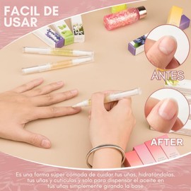 Paquete 12 Aceite Hidratante Revitalizante Natural Para Uña Cutículas Manicure Esmalte de Nutrición Para Uñas Húmedas Aplicador Lápiz Aroma Frutal Reparación Cutículas (Lili)