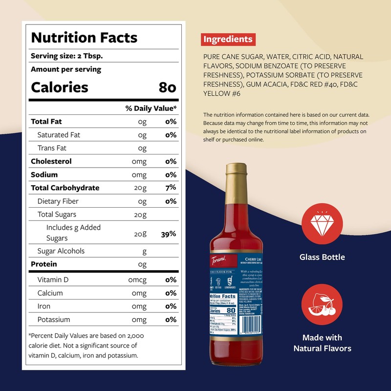 Torani Cherry Lime Syrup for Drinks, Flavoring for Iced Tea,