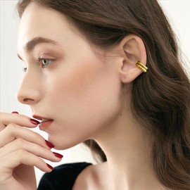 JEYORZY Ear Cuff for Women CZ Fake Helix Cartilage Fake Piercing Earrings Gold Clip Ear Cuff Gold Sparkling Round Huggie Earrings Without Ear Hole