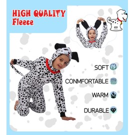 Wizland Kid Animal Onesie Kids 101 Dalmatian Costume Fleece Spotted Dog Costume For Kids, Soft 6-8