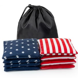 WOFEU Cornhole Bean Bags for Tossing, 4.7” x 4.7” Cornhole Bags Set of 8, Throwing BeanBag for Kids & Adults, Two Color All Weather Cornhole Beans Bag Set with Tote Bag