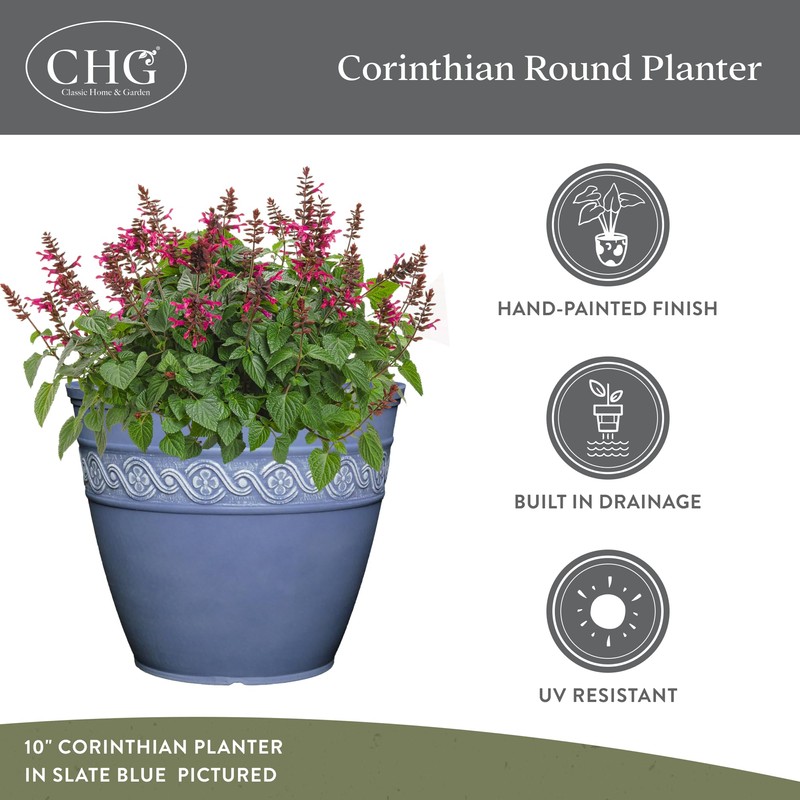 Classic Home and Garden Corinthian Resin Planter Pot - Outdoor