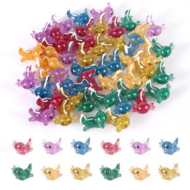 48pcs Mini Resin Axolotl Figurines, Glitter Miniature Axolotl Charms Cute Axolotl Figures for DIY Craft Garden Landscape Dollhouse Aquarium Ornament Home Birthday Party Decorations (6 Colors)