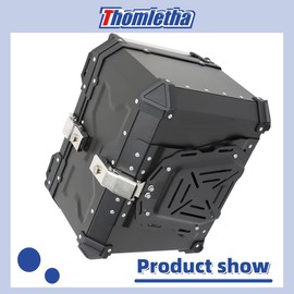 Thomletha 55L Motorcycle Top Case Tail Box with Mounting Plate Hard Burglar Lock Motorcycle Trunk