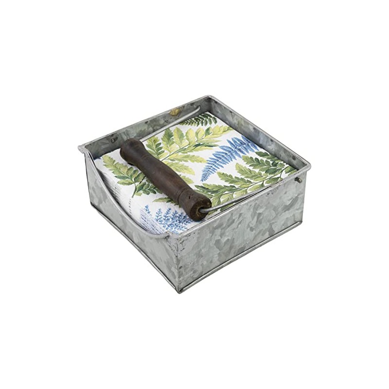Boston International Metal Napkin Holder Caddy, Cocktail Size, Silver with