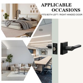 JO.KO Entry Door Lever with Lock and Key,Matter Black Exterior Door Handle for Office and Front Door, Square Style Reverisble Bedroom Door Knobs with Lock